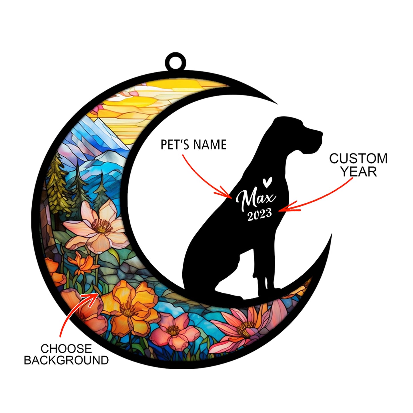 Netecom Personalized Great Dane Memorial Suncatcher - Beagle Christmas Ornament with Name & Date - Dog Memorial Ornament - Pet Loss Sympathy Gift - Stained Glass Light Catcher