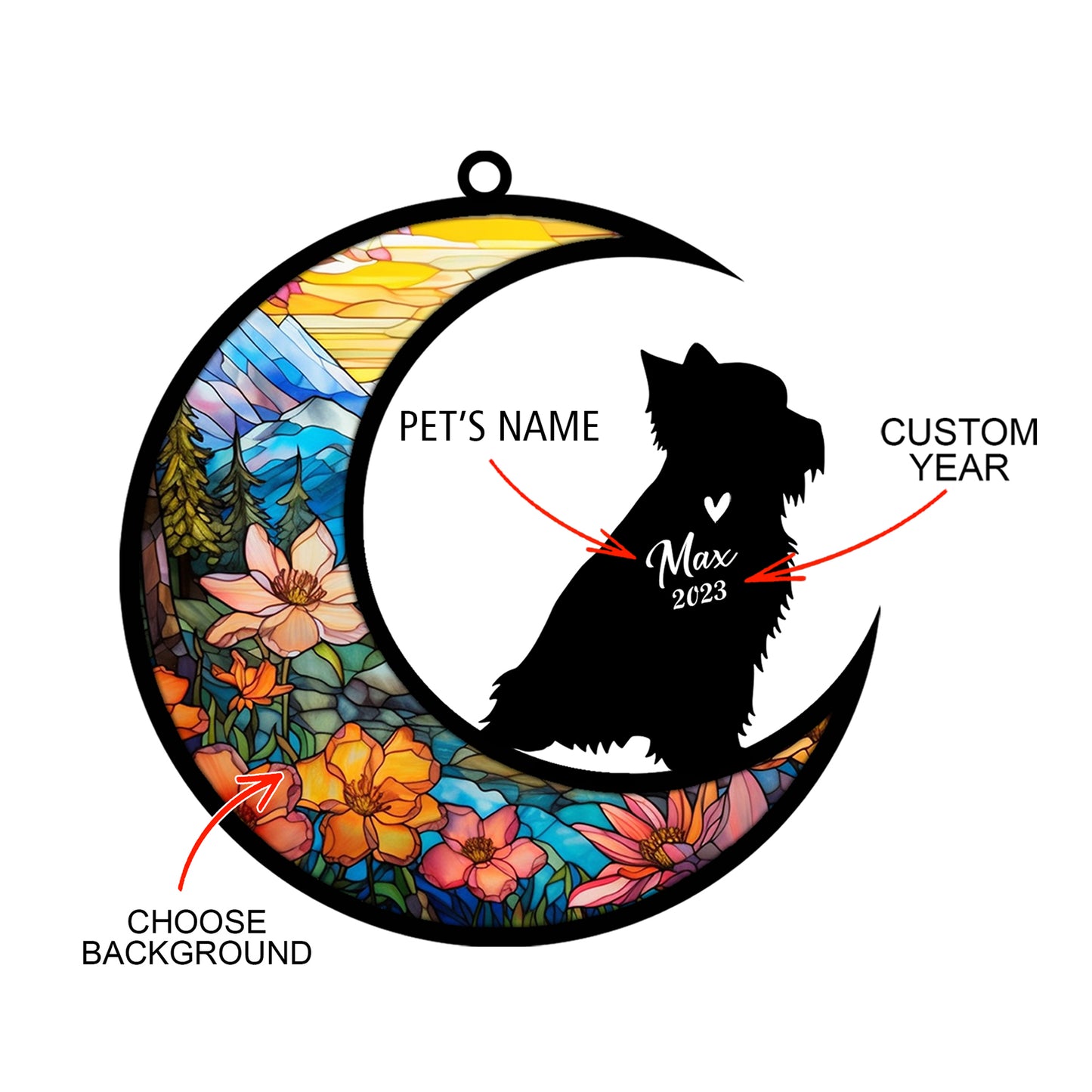 Netecom Personalized Yorkshire Terrier Memorial Suncatcher - Dog Loss Sympathy Gift with Name & Date - Yorkshire Terrier Christmas Ornament & Pet Bereavement Keepsake