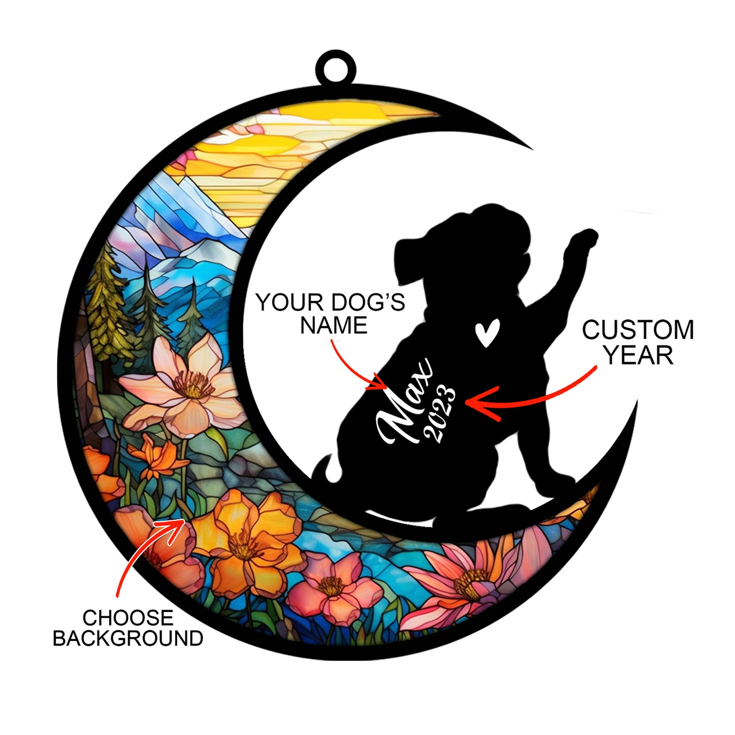 Netecom Personalized Pug Memorial Suncatcher, Beagle Christmas Ornament with Name Date, Dog Memorial Ornament Loss of Pet Sympathy Gift, Pet Loss Stained Glass