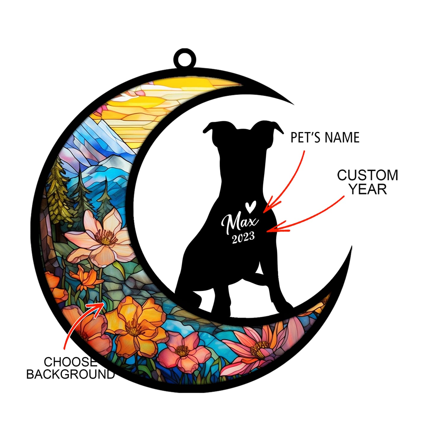 Netecom Personalized Jack Russell Memorial Suncatcher - Beagle Christmas Ornament with Name & Date - Dog Memorial Ornament - Pet Loss Sympathy Gift - Stained Glass Light Catcher