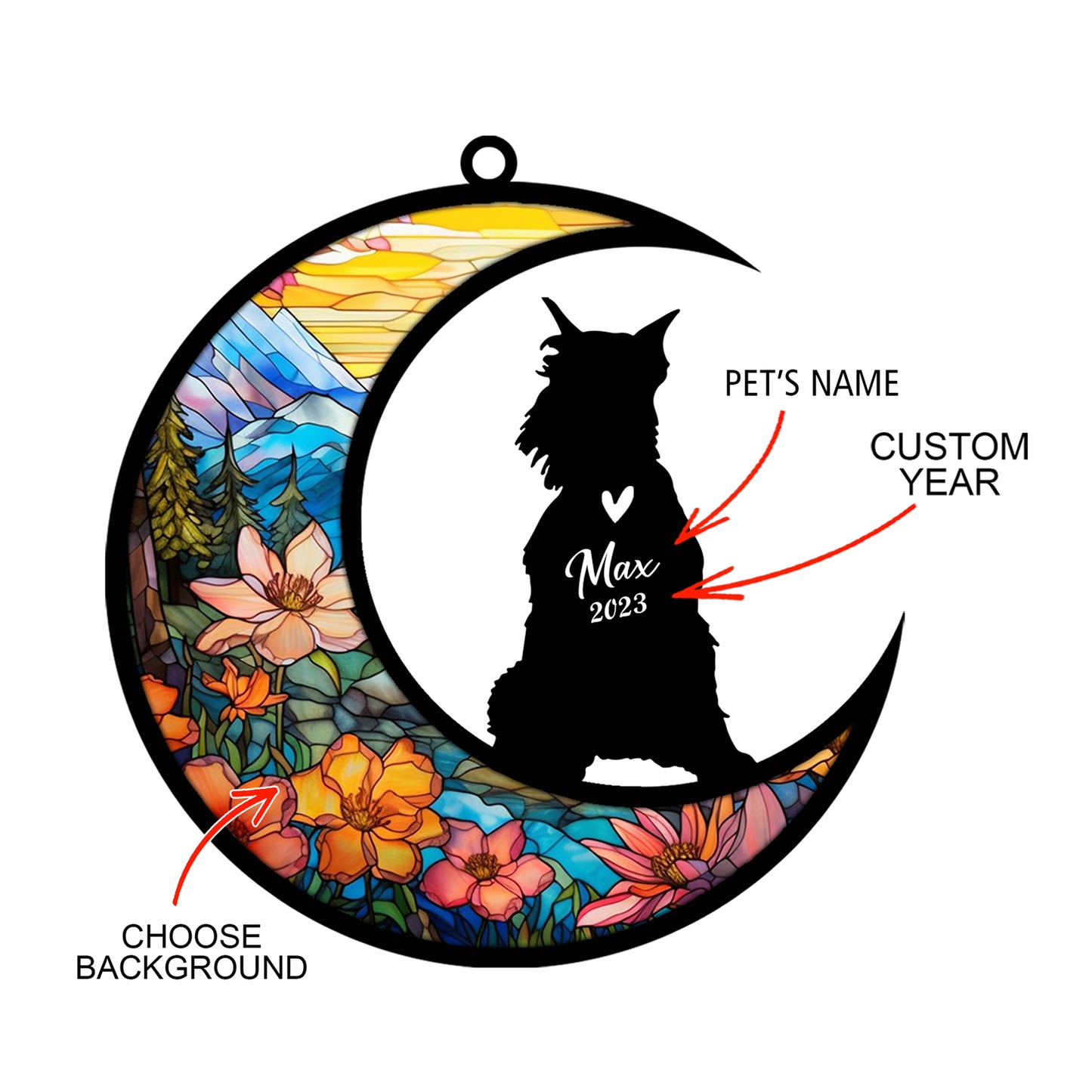 Netecom Personalized Schnauzer Memorial Suncatcher - Beagle Christmas Ornament with Name & Date - Dog Memorial Ornament - Pet Loss Sympathy Gift - Stained Glass Light Catcher