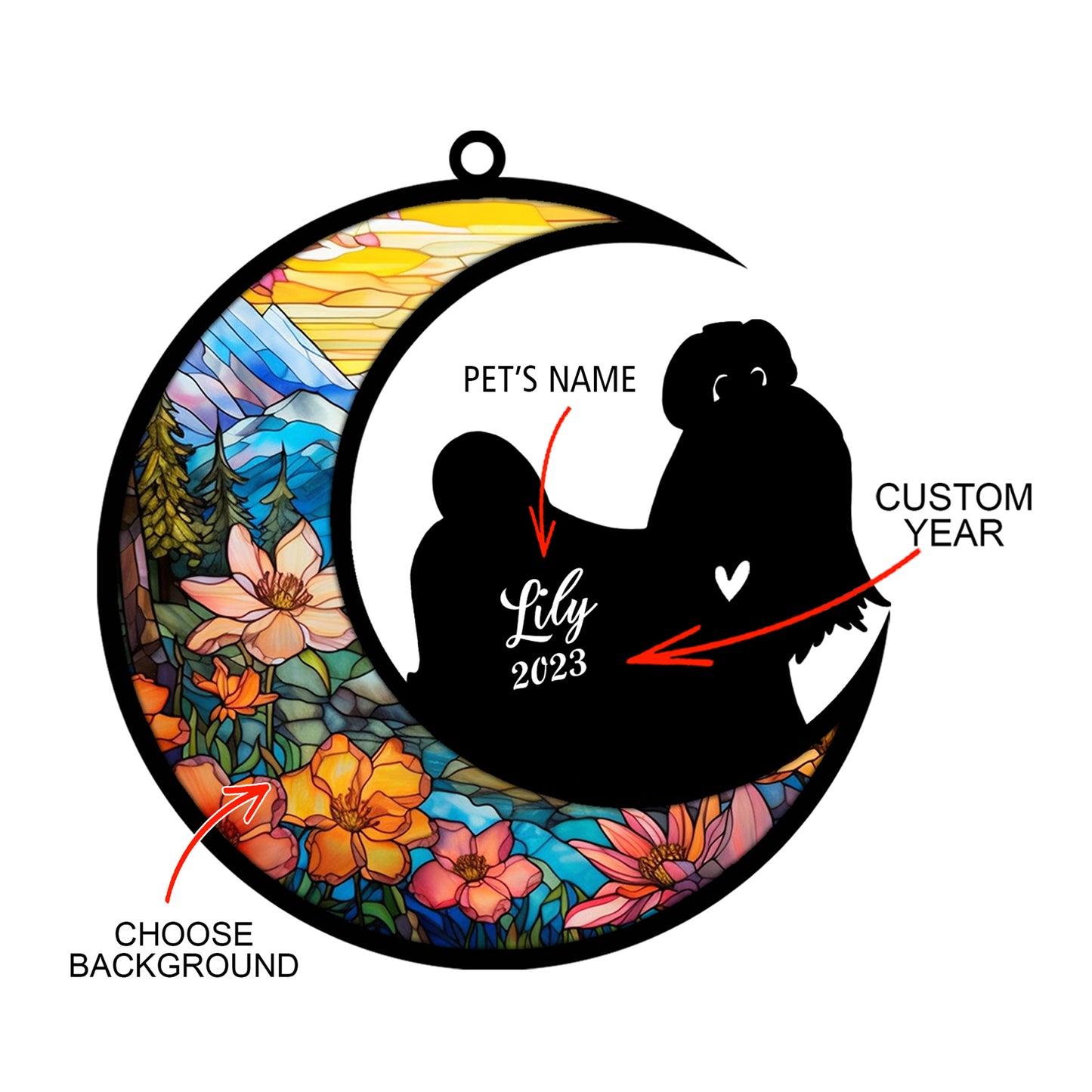 Netecom Personalized Shih Tzu Memorial Suncatcher - Beagle Christmas Ornament with Name & Date - Dog Memorial Ornament - Pet Loss Sympathy Gift - Stained Glass Light Catcher