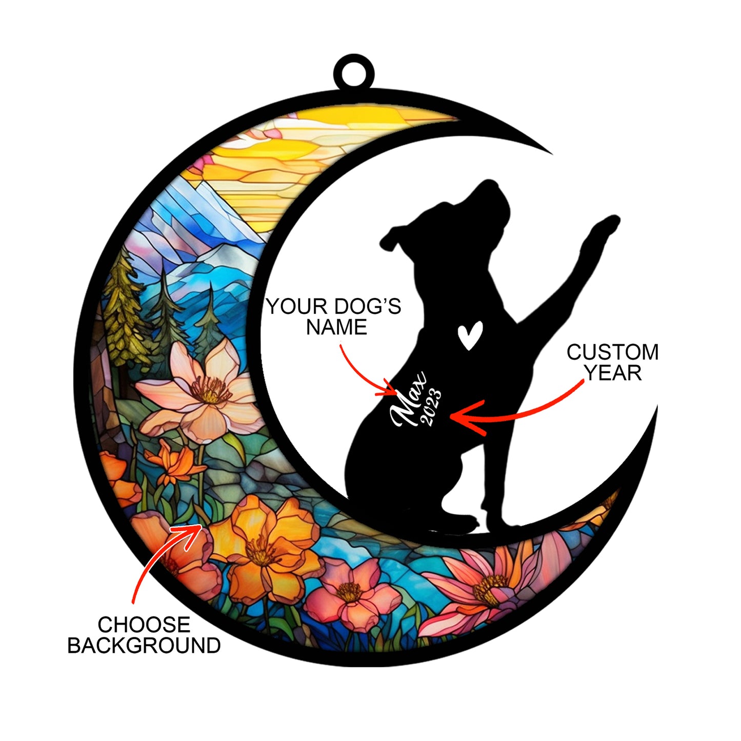 Netecom Personalized Pitbull Memorial Suncatcher, Beagle Christmas Ornament with Name Date, Dog Memorial Ornament Loss of Pet Sympathy Gift, Pet Loss Stained Glass