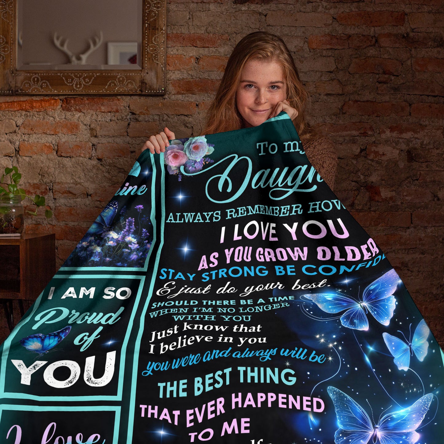 Netecom Personalized To My Daughter Blanket from Dad and Mom, Galaxy Butterfly Throw Blanket for Couch, Bed or Sofa, Ultra Soft Warm, Birthday, Christmas, or Graduation Gift for Daughter