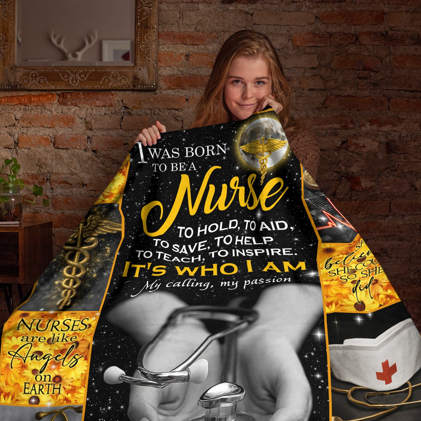 Netecom Personalized Nurse Blanket for Wife from Husband, Stethoscope and Love Letter Throw Blanket for Couch, Bed or Sofa, Birthday, Valentine’s Day, or Anniversary Gift for Nurse Wife