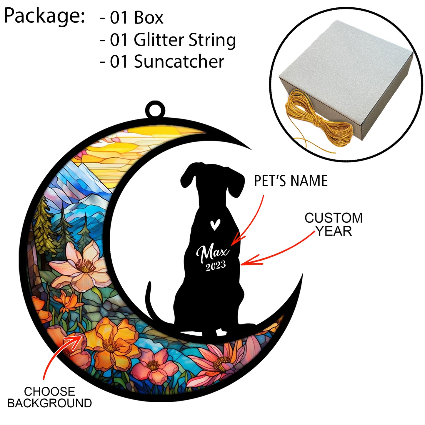 Netecom Personalized Dalmatian Memorial Suncatcher - Dog Loss Sympathy Gift with Name & Date - Dalmatian Christmas Ornament & Pet Bereavement Keepsake