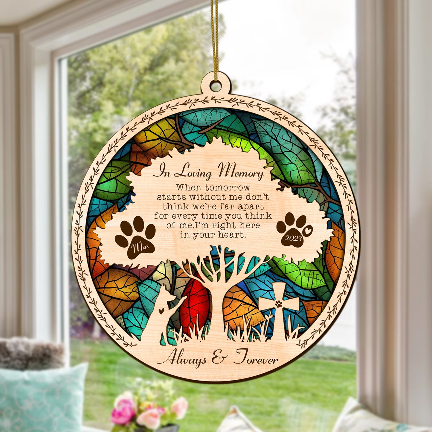 Netecom Personalized Horse Memorial Suncatcher Ornament - Custom Horse Name & Date, Horseback Riding Equestrian Sun Catcher, Christmas Bereavement Gift, Horse Loss Gift, Housewarming Gift for Horse Lovers