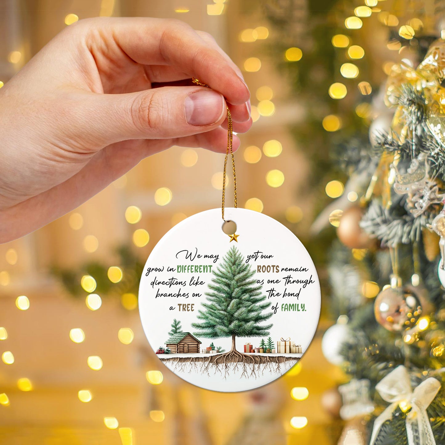 Netecom Family Like Branches on A Tree Christmas Ornament, Family Ceramic Ornament for Xmas Tree Hanging Decorations Gift, Gifts for Mom Dad Sister Brother Grandparents, Holiday Party Present