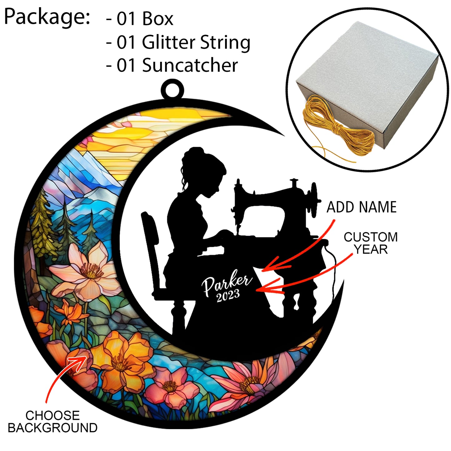 Netecom Personalized Quilting Suncatcher - Custom Sewing & Quilting Lover Christmas Ornament 2025 - Funny Seamstress Gift for Women, Grandma, or Friends - Great Gift for Quilters