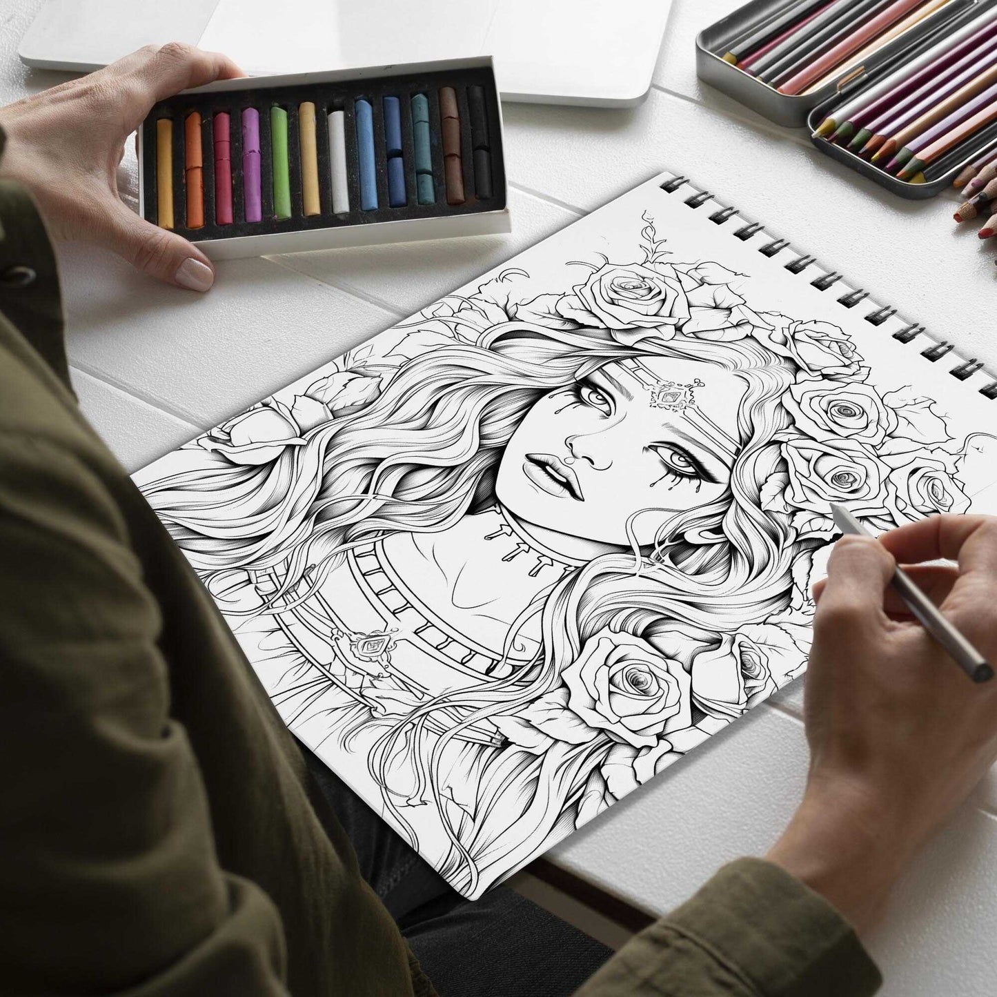Charming Horror Spiral Bound Coloring Book, Delight in 30 Whimsical Coloring Pages of Charming Horror for Gothic Art Admirers to Embrace the Quirky Charm and Elegantly Creepy Vibes of Dark Fantasy Scenes