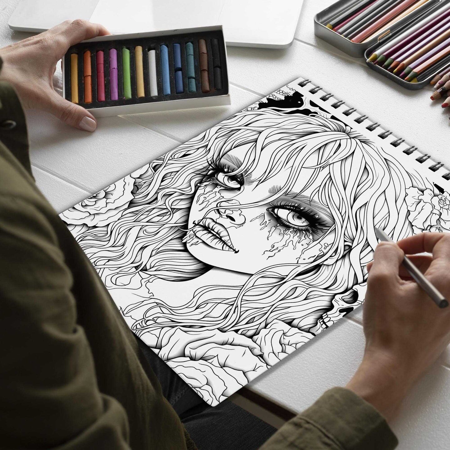 Enigmatic Horrorbelles Coloring Spiral Bound Coloring Book, Embark on a Journey with 30 Enigmatic Horrorbelles Coloring Pages of Horror Beauty Girls for a Captivating and Eerie Experience