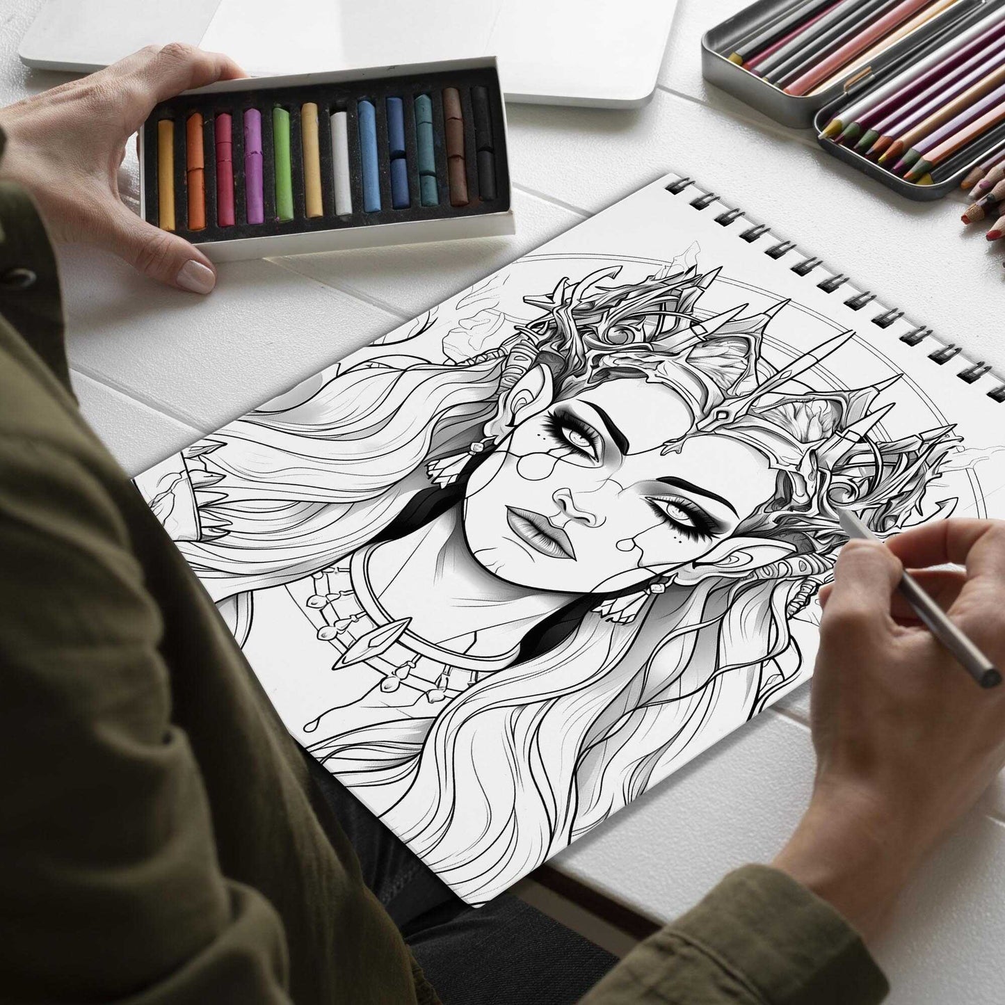 Wickedly Veiled Spiral Bound Coloring Book, Unleash Your Imagination with 30 Wickedly Veiled Coloring Pages of Horror Beauty Girls for a Captivating and Creative Escape