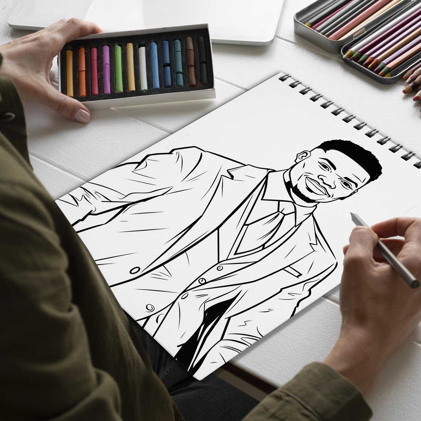 Mister African Men Spiral Bound Coloring Book, Celebrate Cultural Heritage with 30 Captivating Coloring Pages, Offering a Chic and Artistic Coloring Experience