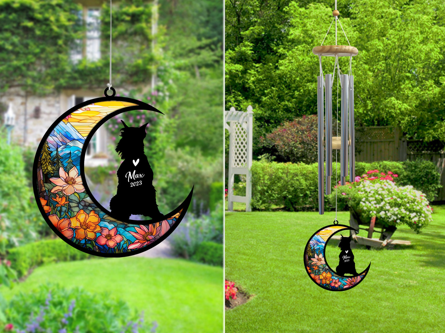 Netecom Schnauzer Dog Wind Chimes Memorial, Personalized Pet Memorial Windchime for Dogs Suncatcher, Dog Loss Memorial Ornament, Loss of Pet Remembrance Gift, Sympathy Pet Wind Chimes Outdoor Garden