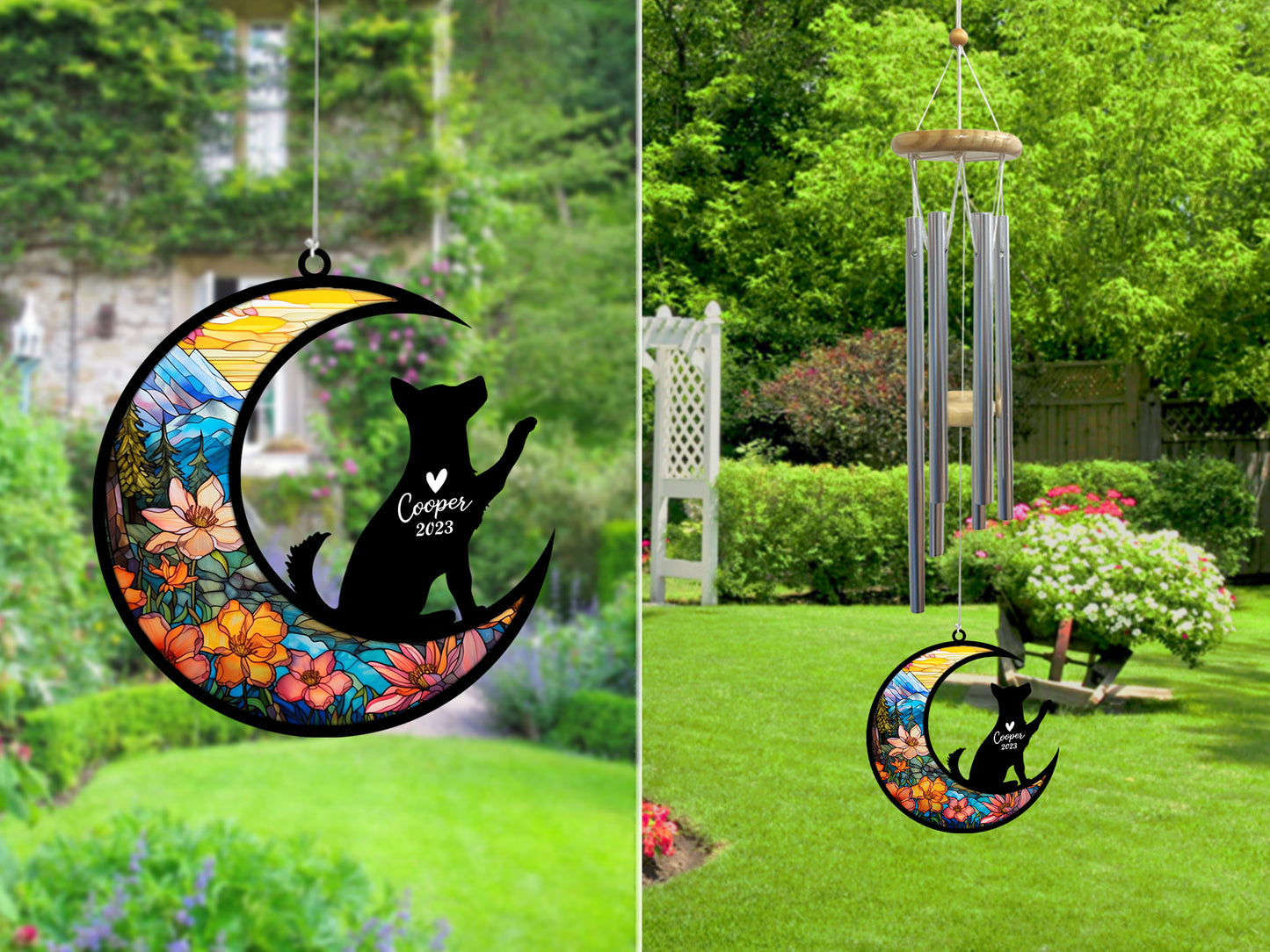 Netecom Husky Dog Wind Chimes Memorial, Personalized Pet Memorial Windchime for Dogs Suncatcher, Dog Loss Memorial Ornament, Loss of Pet Remembrance Gift, Sympathy Pet Wind Chimes Outdoor Garden