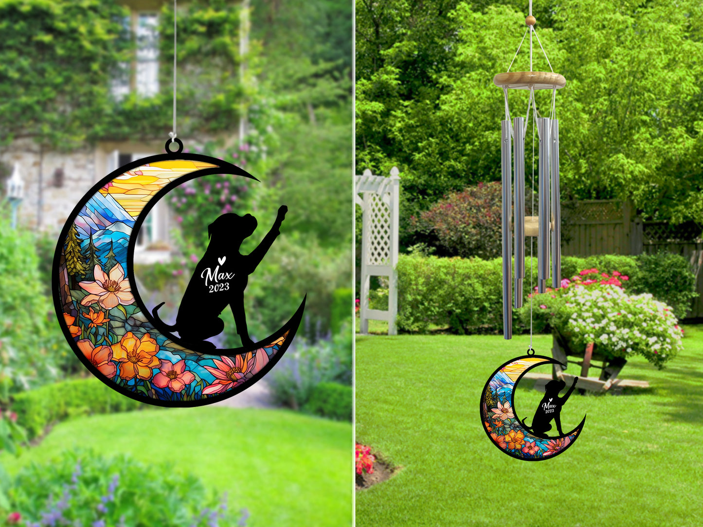 Netecom Boxer Dog Wind Chimes Memorial, Personalized Pet Memorial Windchime for Dogs Suncatcher, Dog Loss Memorial Ornament, Loss of Pet Remembrance Gift, Sympathy Pet Wind Chimes Outdoor Garden