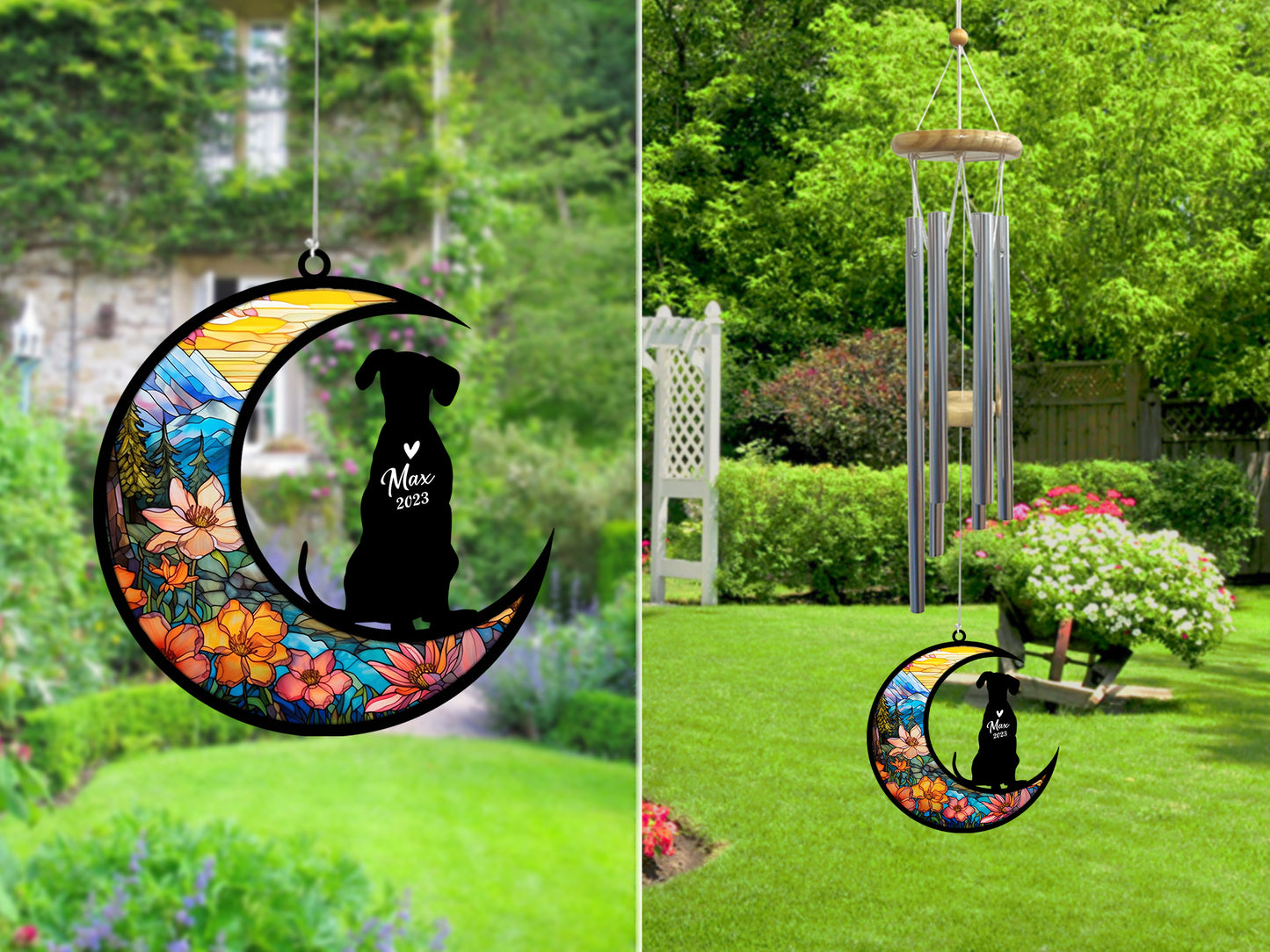 Netecom Dalmatian Dog Wind Chimes Memorial, Personalized Pet Memorial Windchime for Dogs Suncatcher, Dog Loss Memorial Ornament, Loss of Pet Remembrance Gift, Sympathy Pet Wind Chimes Outdoor Garden