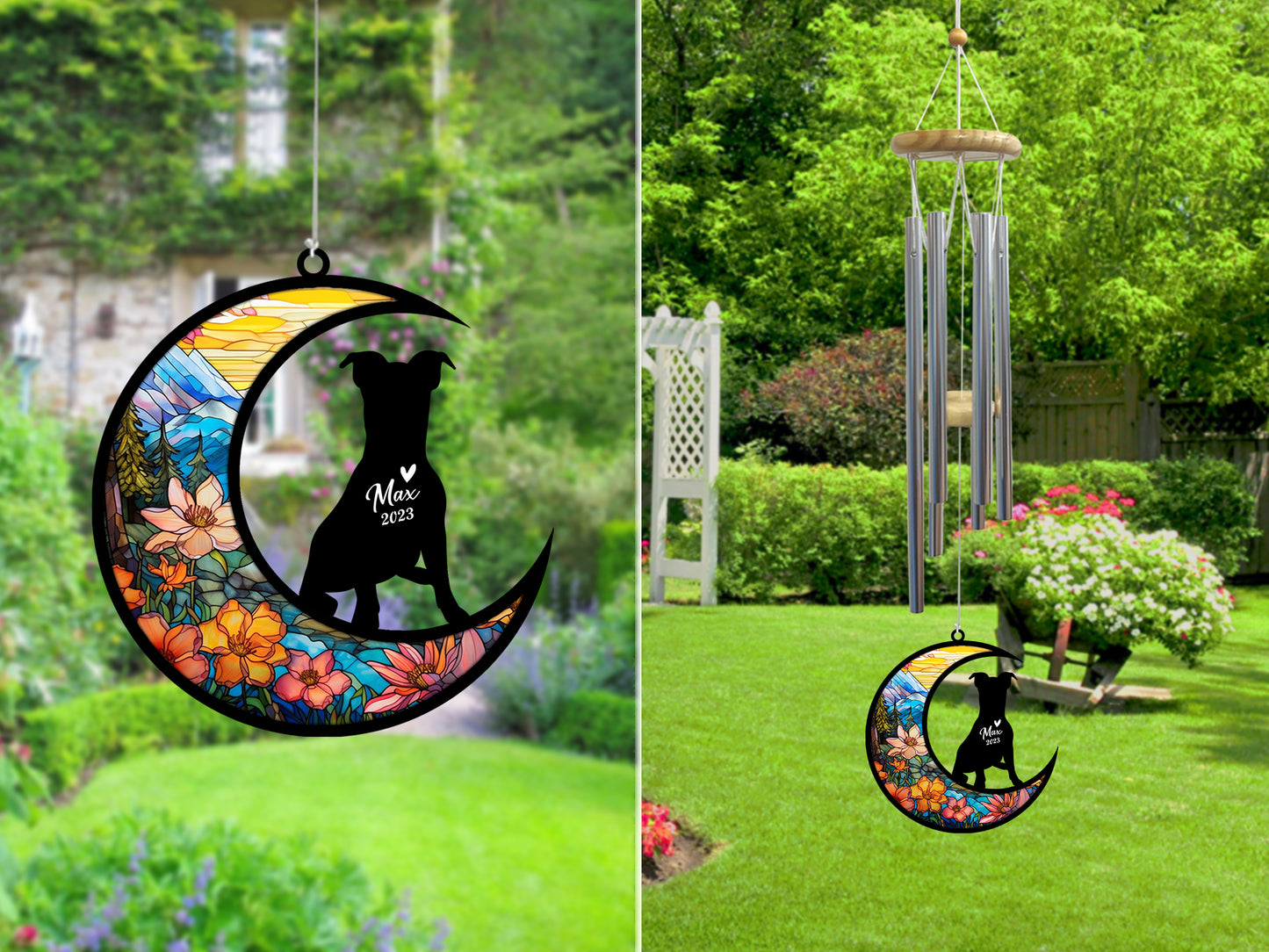 Netecom Jack Russell Dog Wind Chimes Memorial, Personalized Pet Memorial Windchime for Dogs Suncatcher, Dog Loss Memorial Ornament, Loss of Pet Remembrance Gift, Sympathy Pet Wind Chimes Outdoor Garden