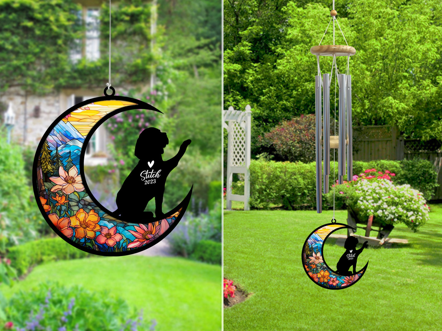 Netecom Beagle Dog Wind Chimes Memorial, Personalized Pet Memorial Windchime for Dogs Suncatcher, Dog Loss Memorial Ornament, Loss of Pet Remembrance Gift, Sympathy Pet Wind Chimes Outdoor Garden