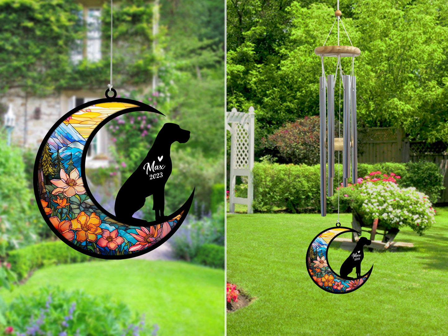 Netecom Great Dane Dog Wind Chimes Memorial, Personalized Pet Memorial Windchime for Dogs Suncatcher, Dog Loss Memorial Ornament, Loss of Pet Remembrance Gift, Sympathy Pet Wind Chimes Outdoor Garden