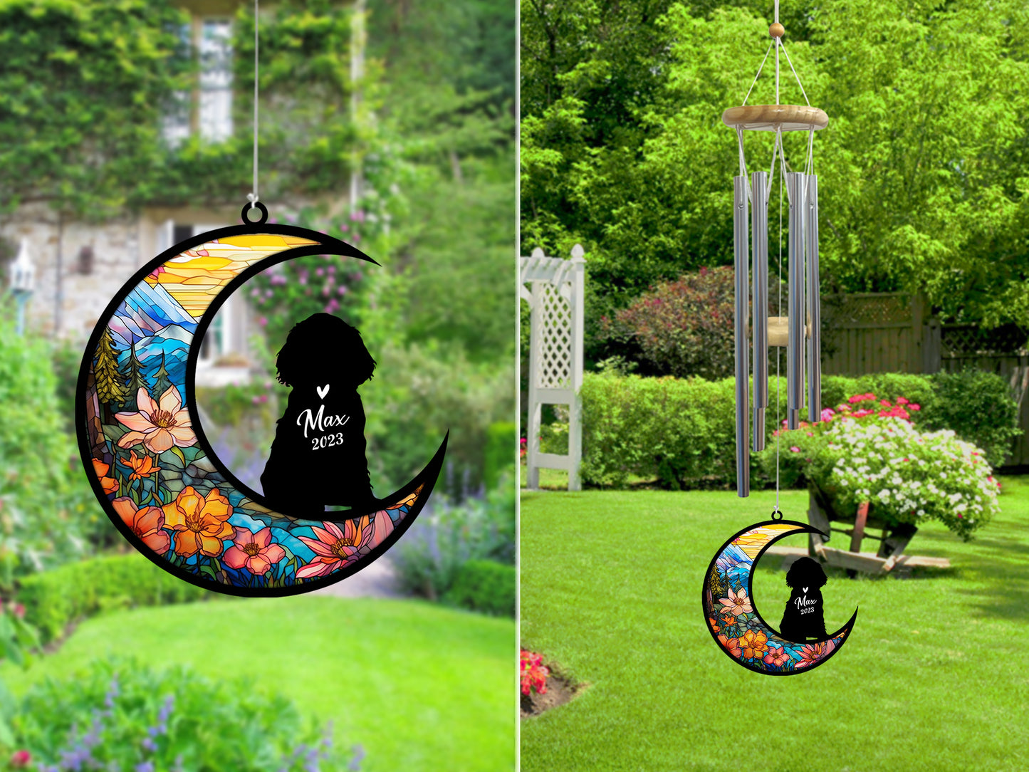 Netecom Cocker Spaniel Dog Wind Chimes Memorial, Personalized Pet Memorial Windchime for Dogs Suncatcher, Dog Loss Memorial Ornament, Loss of Pet Remembrance Gift, Sympathy Pet Wind Chimes Outdoor Garden