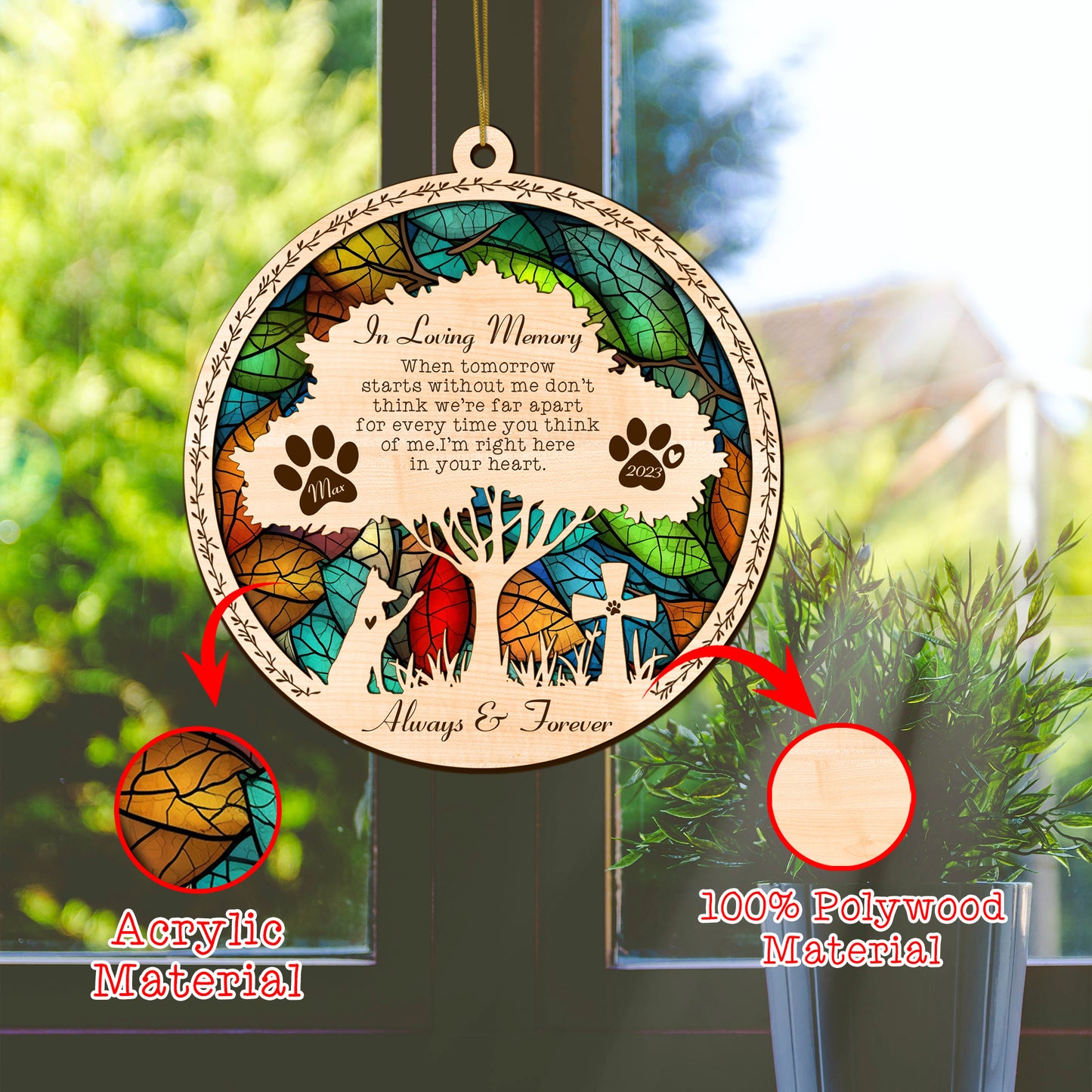 Netecom Personalized Horse Memorial Suncatcher Ornament - Custom Horse Name & Date, Horseback Riding Equestrian Sun Catcher, Christmas Bereavement Gift, Horse Loss Gift, Housewarming Gift for Horse Lovers