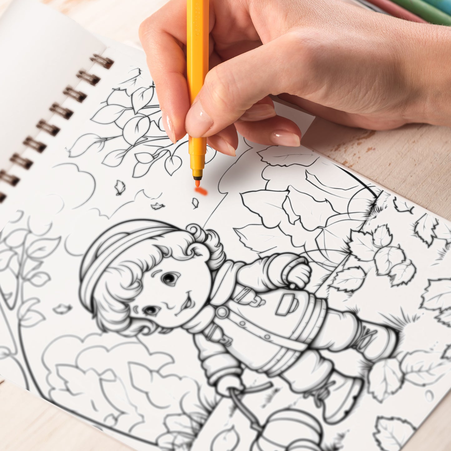 Cute Autumn Spiral Bound Coloring Book, Unleash Your Creativity with 30 Adorable Coloring Pages, Featuring Cute Characters and Autumnal Scenes