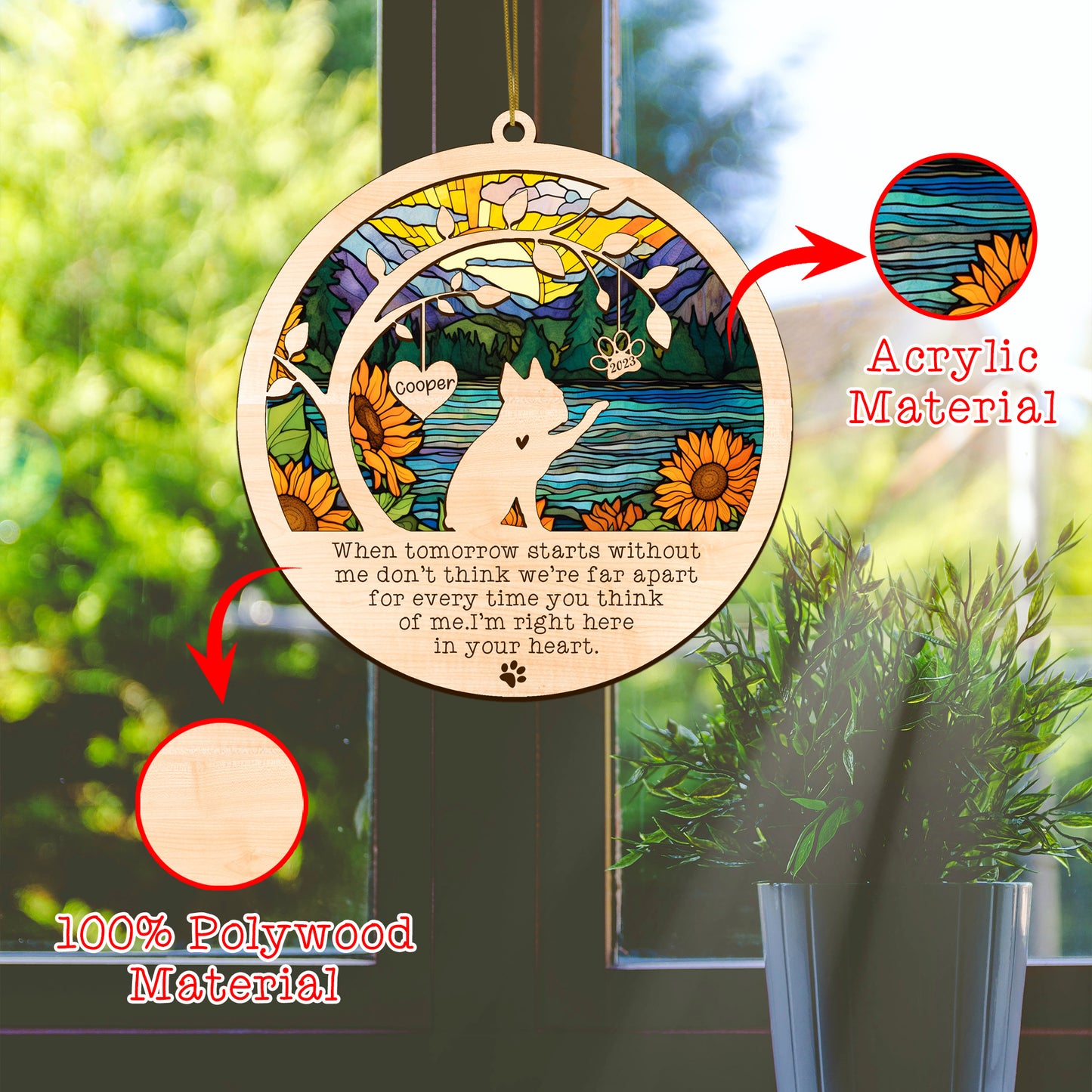 Netecom Boston Terrier Dog Memorial Suncatcher, Personalized with Name Date Dog Breeds Suncatcher, Pet Loss Sun Catcher, Bereavement Gift Dog Memorial Ornament Loss of Pet Sympathy Gift Dog Lovers