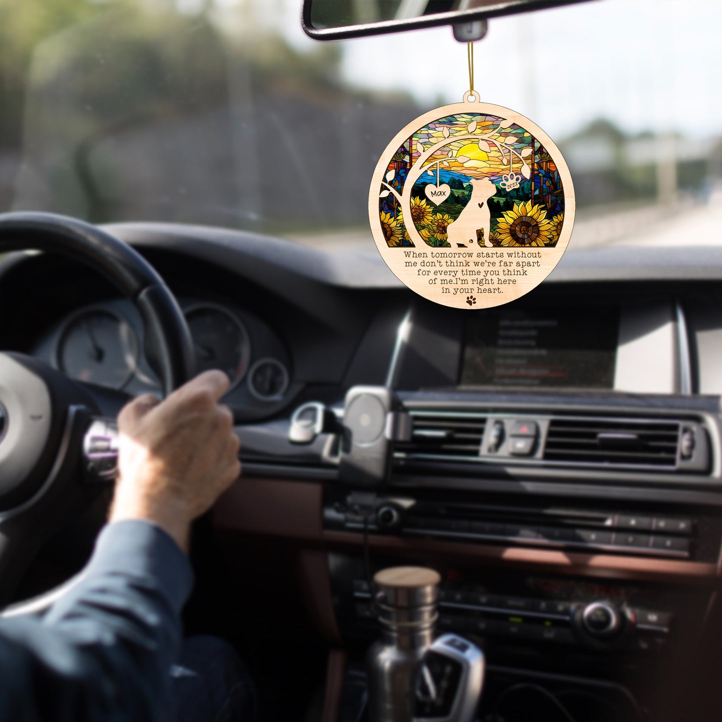 Netecom Staffordshire Bull Terrier Dog Memorial Suncatcher, Personalized with Name Date Dog Sun Catchers , Dog Loss Sympathy Gift Ornament, Loss of Pet Bereavement Gift, Dog Lover Gifts