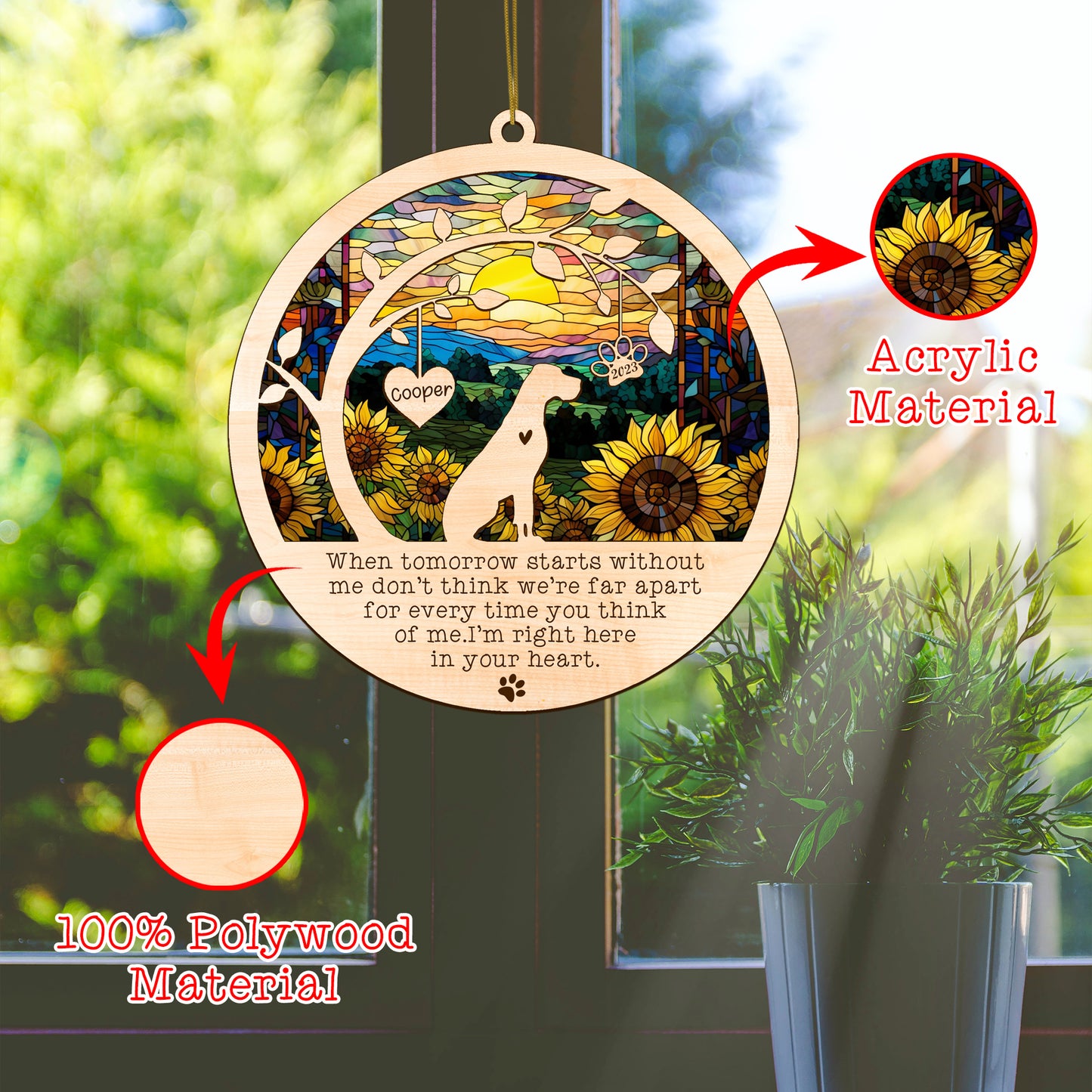 Netecom Great Dane Dog Memorial Suncatcher, Personalized with Name Date Dog Breeds Suncatcher, Pet Loss Sun Catcher Bereavement Gift Dog Memorial Ornament Loss of Pet Sympathy Gifs Dog Lovers