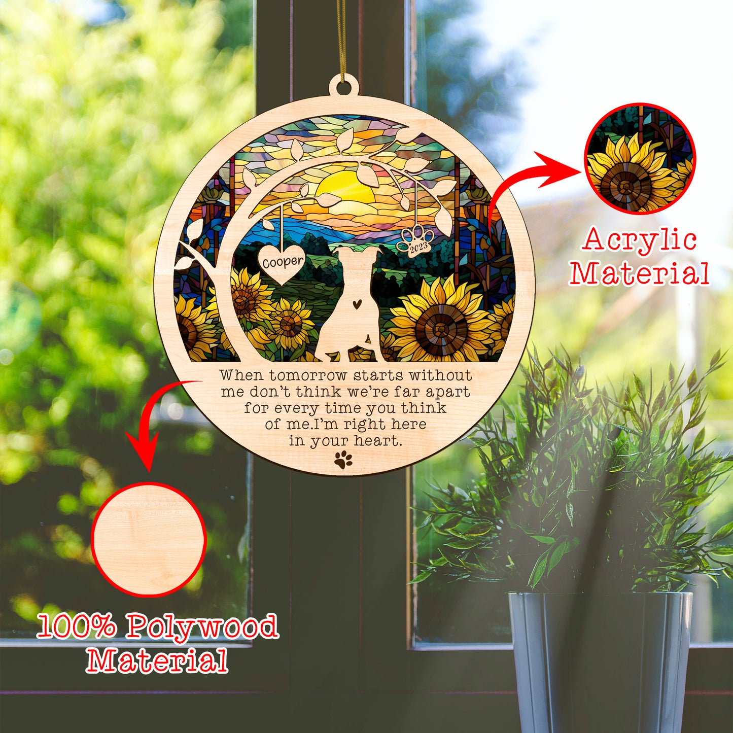 Netecom Jack Russell Dog Memorial Suncatcher, Personalized with Name Date Dog Breeds Suncatcher, Pet Loss Sun Catcher, Bereavement Gift Dog Memorial Ornament Loss of Pet Sympathy Gifs Dog Lovers
