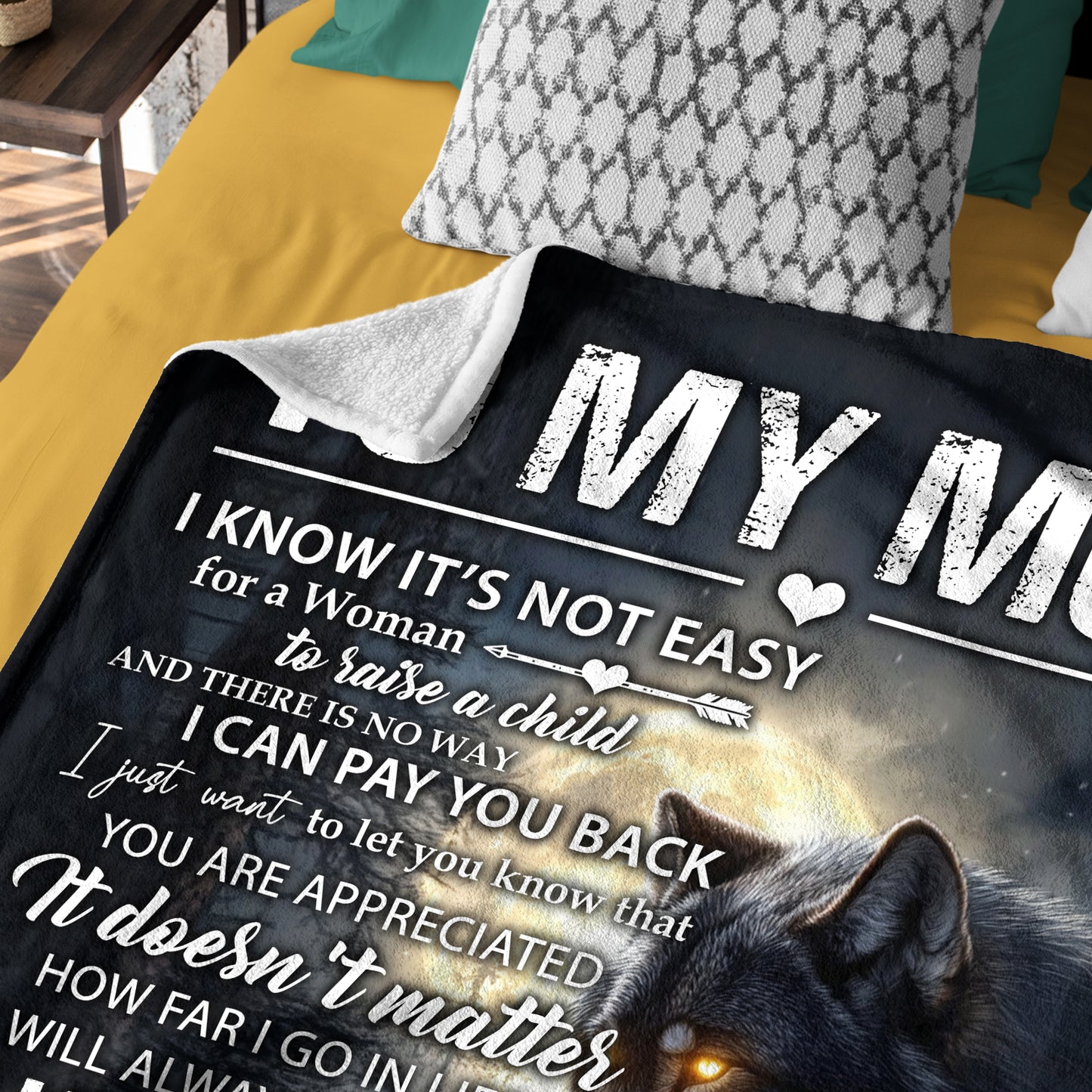 Netecom Personalized To My Mom Blanket from Daughter and Son, Wolf Family Love Letter Throw Blanket for Couch, Bed or Sofa, Ultra Soft Warm, Birthday Gifts for Mom, Mother’s Day or Christmas Present
