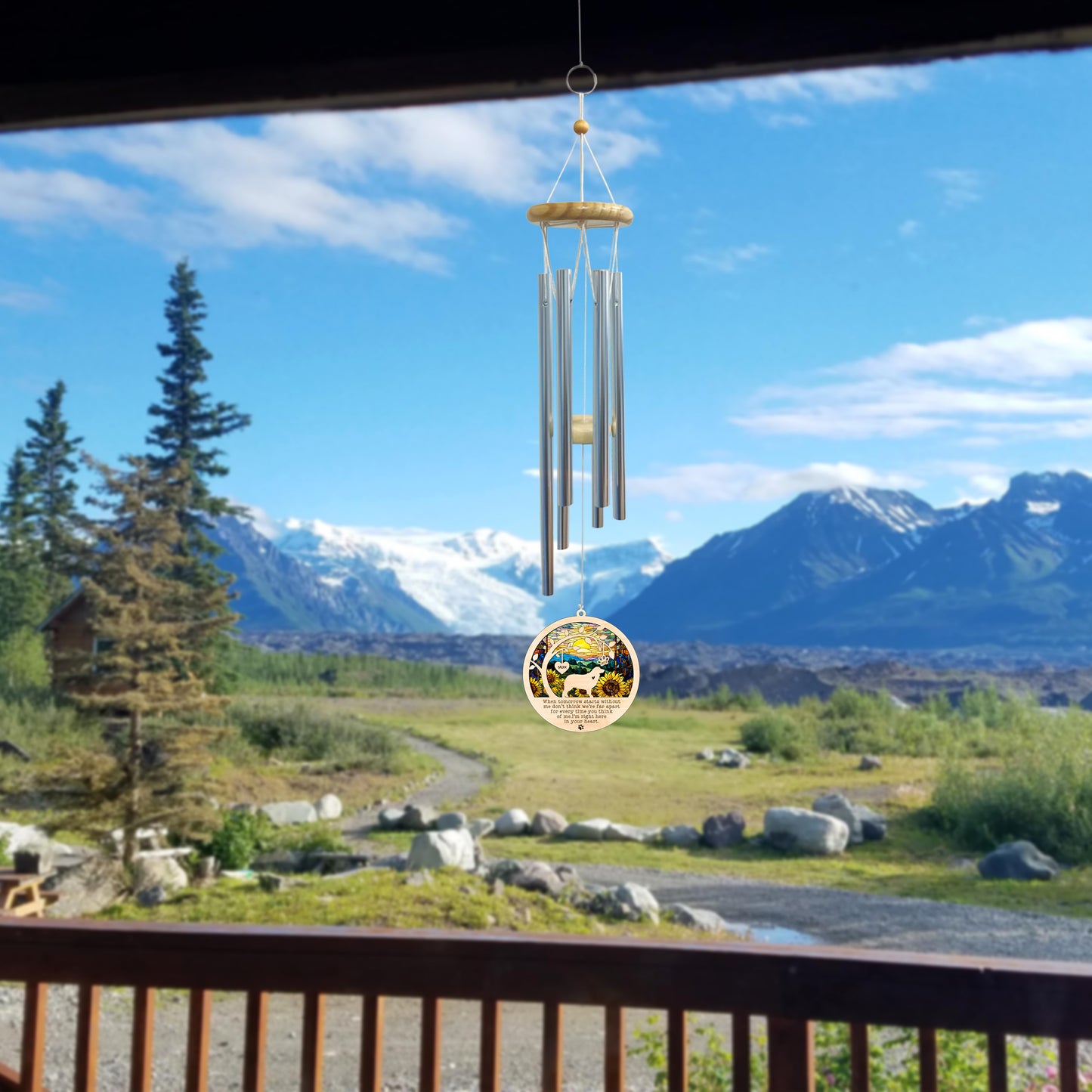 Netecom Australian Shepherd Dog Wind Chimes Memorial, Personalized Pet Memorial for Dogs Suncatcher, Dog Loss Memorial Ornament, Sympathy Windchime Outside Garden Decor, Loss of Pet Remembrance Gift