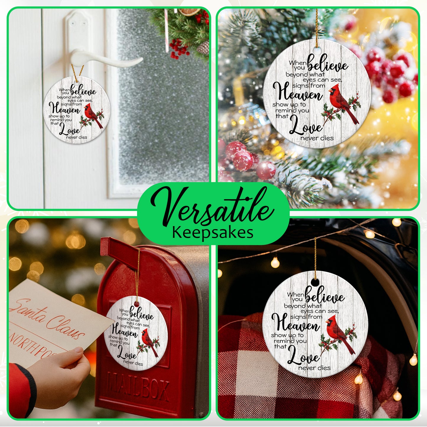 Netecom When You Believe Beyond What Eyes Can See Signs From Heaven Christmas Ornament, Memorial Ornaments for Loss of Loved One, Christmas Bereavement Gifts, Sympathy Xmas Decorations