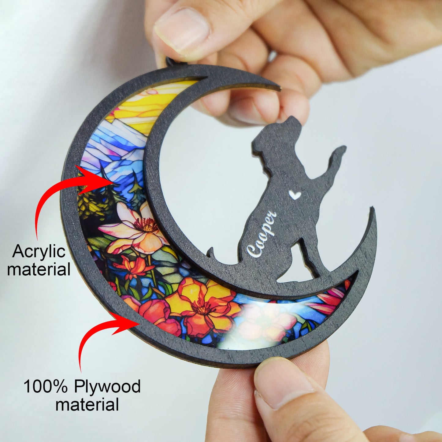Netecom Personalized Fishing Suncatcher - Fishing Ornament for Car & Window - Fisherman Christmas Ornament for Tree Hanging Decorations - Gift for Fishing Lovers, Dad, Brother & Friends