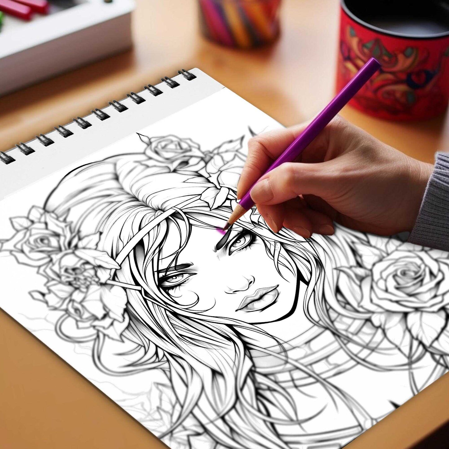 Charming Horror Spiral Bound Coloring Book, Delight in 30 Whimsical Coloring Pages of Charming Horror for Gothic Art Admirers to Embrace the Quirky Charm and Elegantly Creepy Vibes of Dark Fantasy Scenes