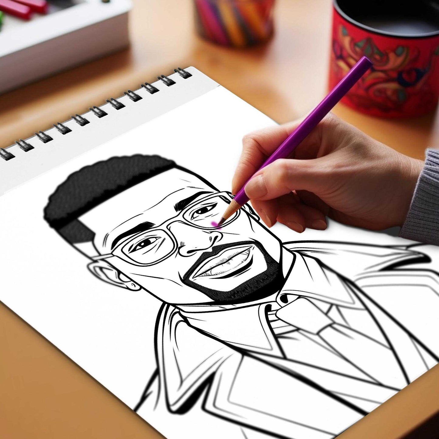 Mister African Men Spiral Bound Coloring Book, Celebrate Cultural Heritage with 30 Captivating Coloring Pages, Offering a Chic and Artistic Coloring Experience