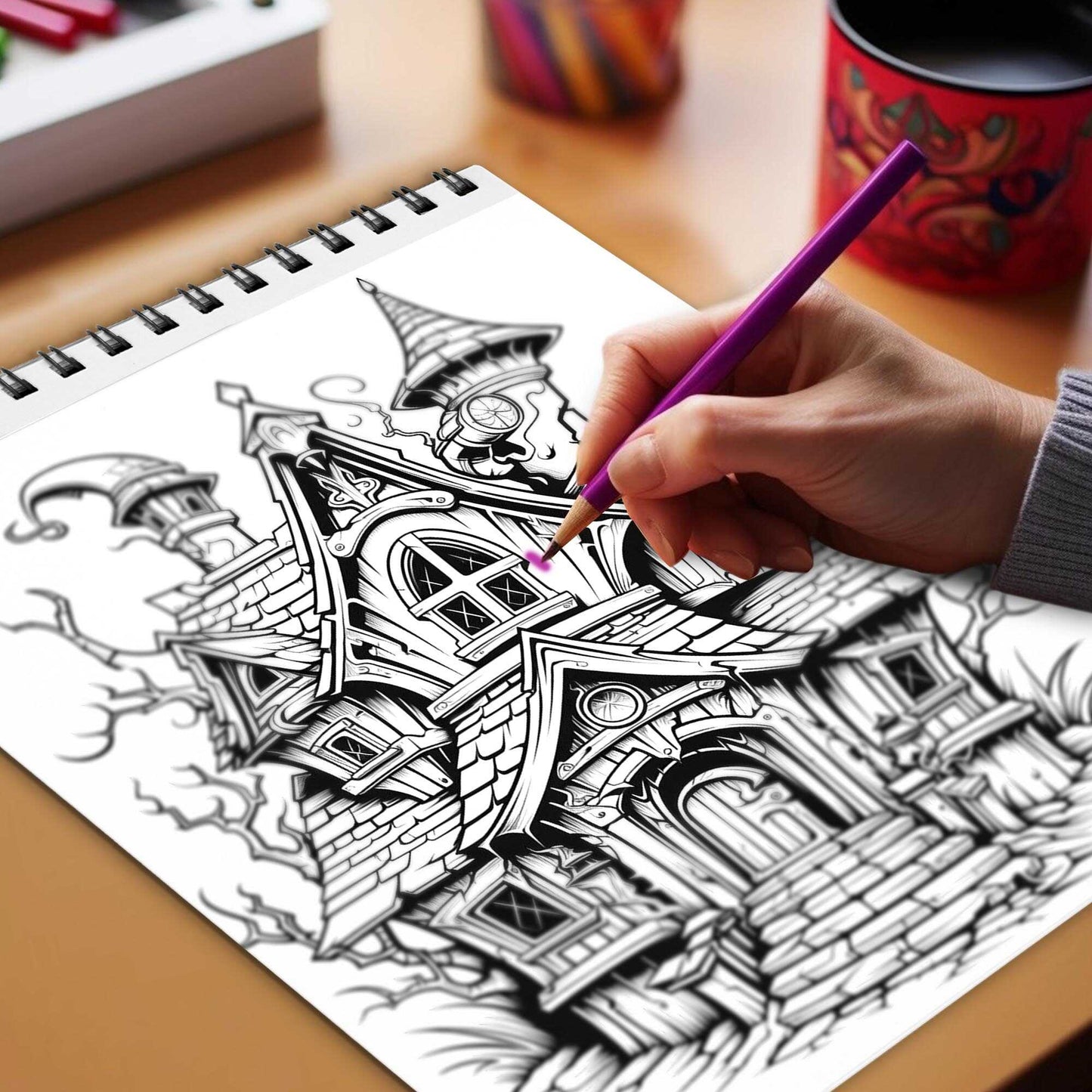 Cursed Home Spiral Bound Coloring Book, Celebrate the Spirit of the Occult with 30 Delightful Coloring Book Pages, Each Filled with Cursed Home Magic