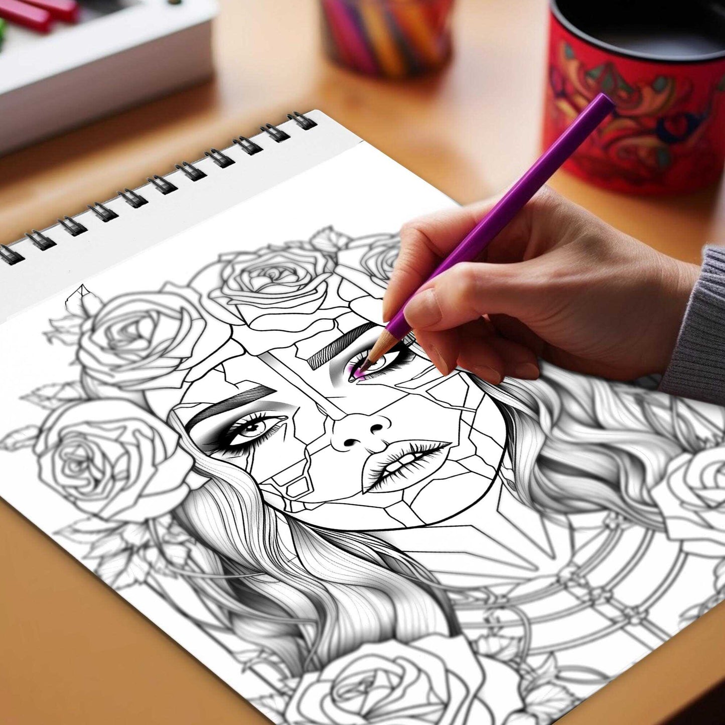 Netecom Ghastly Enchantress Spiral Bound Coloring Book, 30 Coloring Pages of Ghastly Enchantress – Haunted Sorceresses, Dark Forest Spells, Gothic Elegance, Eerie Magic, and Shadowy Beauties