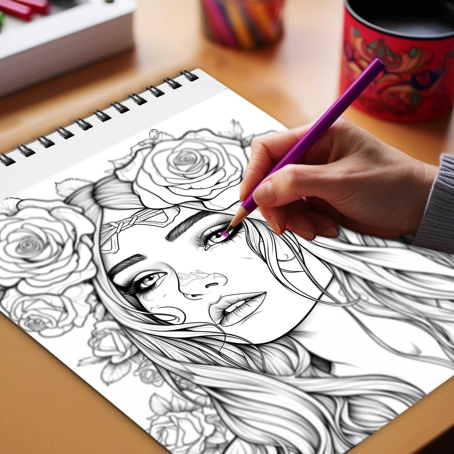 Wickedly Veiled Spiral Bound Coloring Book, Unleash Your Imagination with 30 Wickedly Veiled Coloring Pages of Horror Beauty Girls for a Captivating and Creative Escape