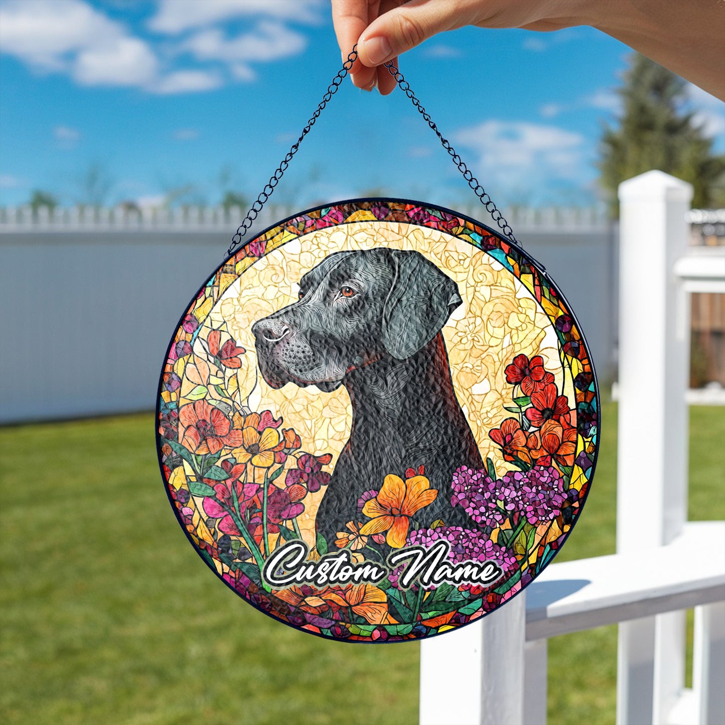 Netecom Personalized Great Dane Dog Ornament, Custom Pet Memorial Sun Catcher, Pet Loss Remembrance Gift, Christmas Decoration
