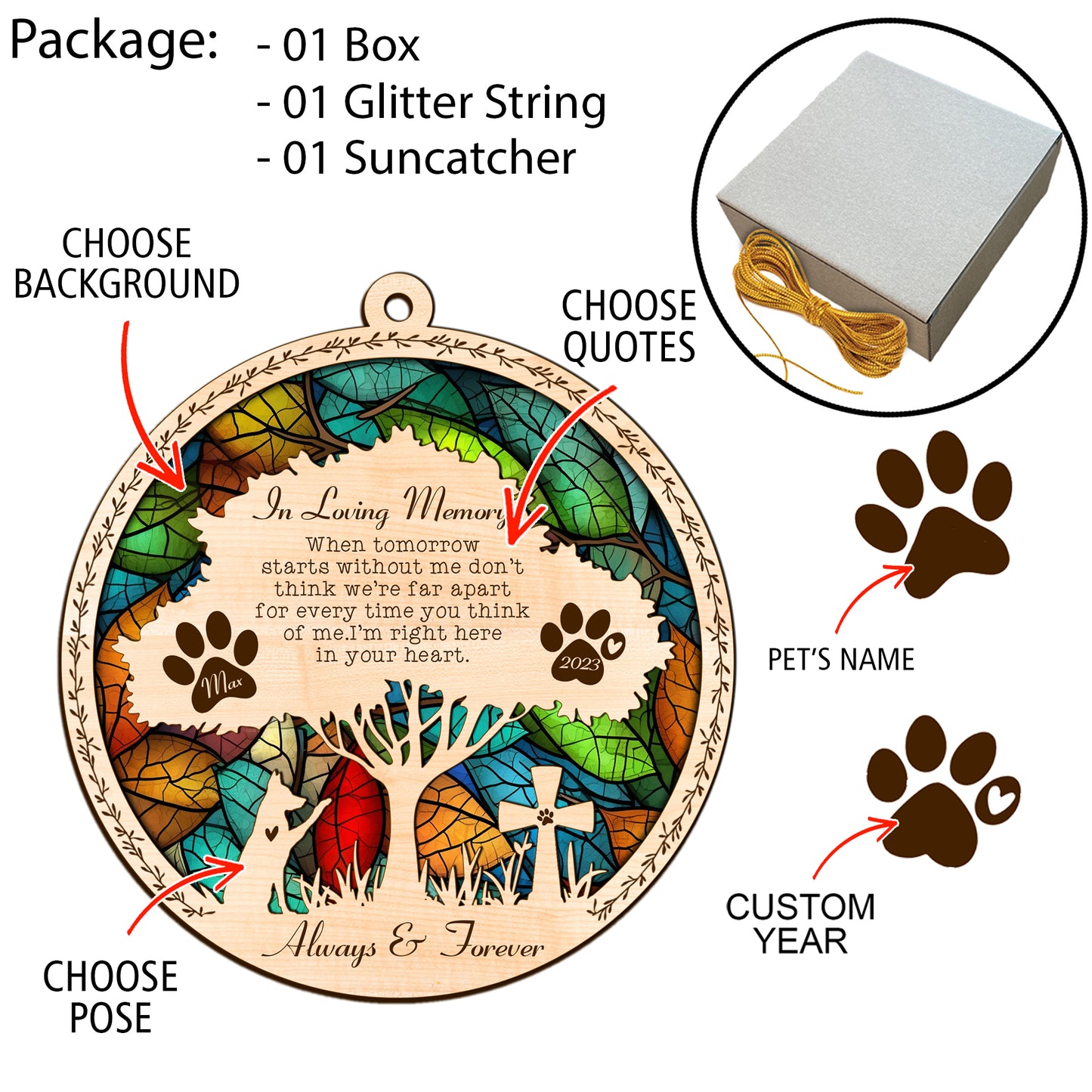 Netecom Personalized Horse Memorial Suncatcher Ornament - Custom Horse Name & Date, Horseback Riding Equestrian Sun Catcher, Christmas Bereavement Gift, Horse Loss Gift, Housewarming Gift for Horse Lovers