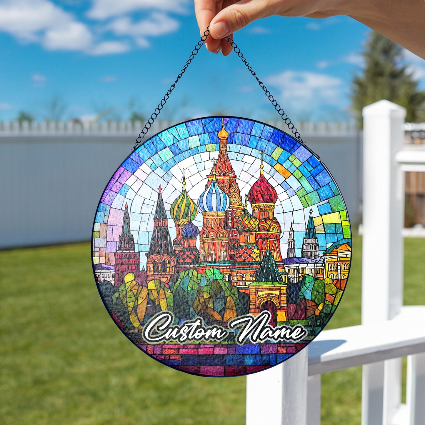 Netecom Personalized America Stained Glass Sun Catcher – Statue of Liberty Design, Custom Patriotic Decor for Home, Office, and Special Gifts