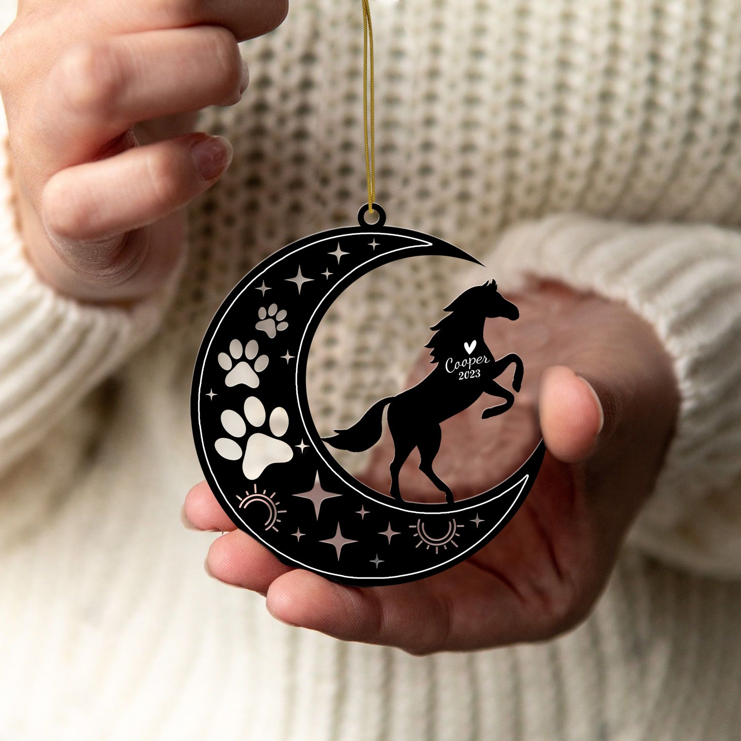 Netecom Horse Memorial Suncatcher, Personalized Horse Ornament with Name Date, Pet Loss Sympathy Gift for Pet Loss Sun Catchers, Pet Grief Gift, Bereavement Gifts for Loss of Pet
