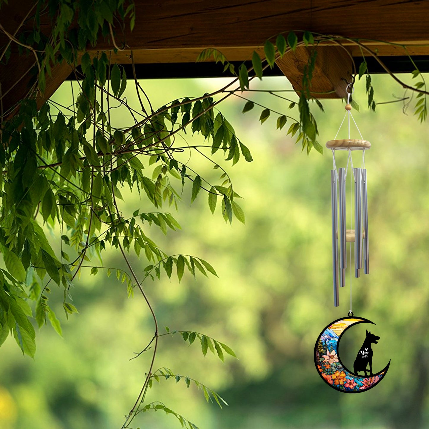 Netecom Doberman Dog Wind Chimes Memorial, Personalized Pet Memorial Windchime for Dogs Suncatcher, Dobie Dog Loss Memorial Ornament, Loss of Pet Remembrance Gift, Sympathy Pet Wind Chimes Outdoor Garden