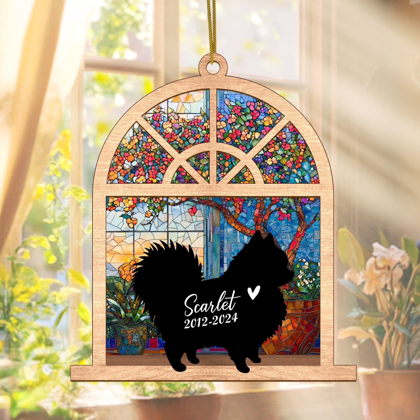 Netecom Personalized Pomeranian Memorial Suncatcher – Dog Loss Sympathy Gift & Pet Remembrance Keepsake