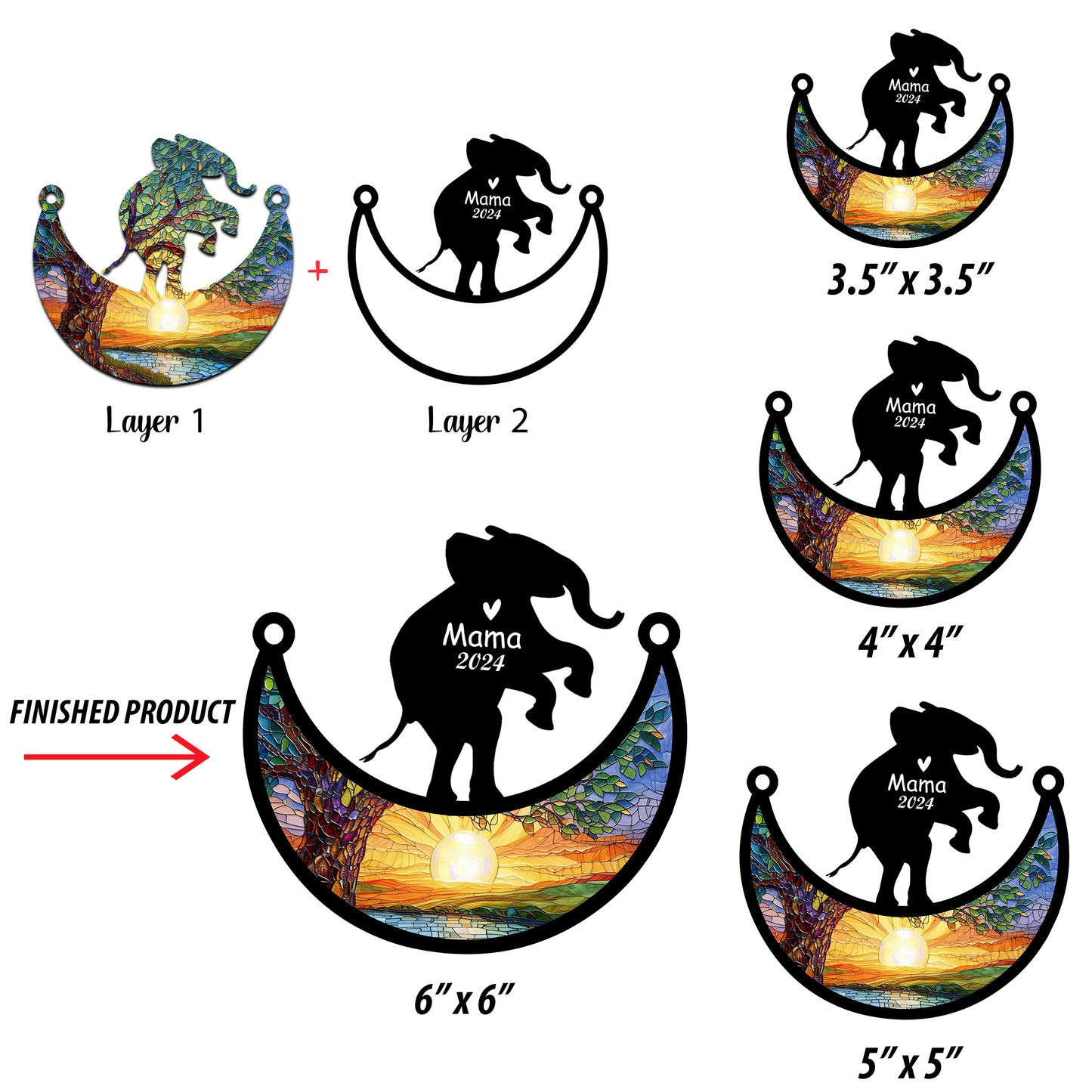 Netecom Personalized Elephant Memorial Suncatcher, Custom Elephant Ornament with Name Date, Pet Loss Remembrance Gifts, Sympathy Gift for Loss of Pet, Bereavement Gifts for Loss of Pet, Grief Gift