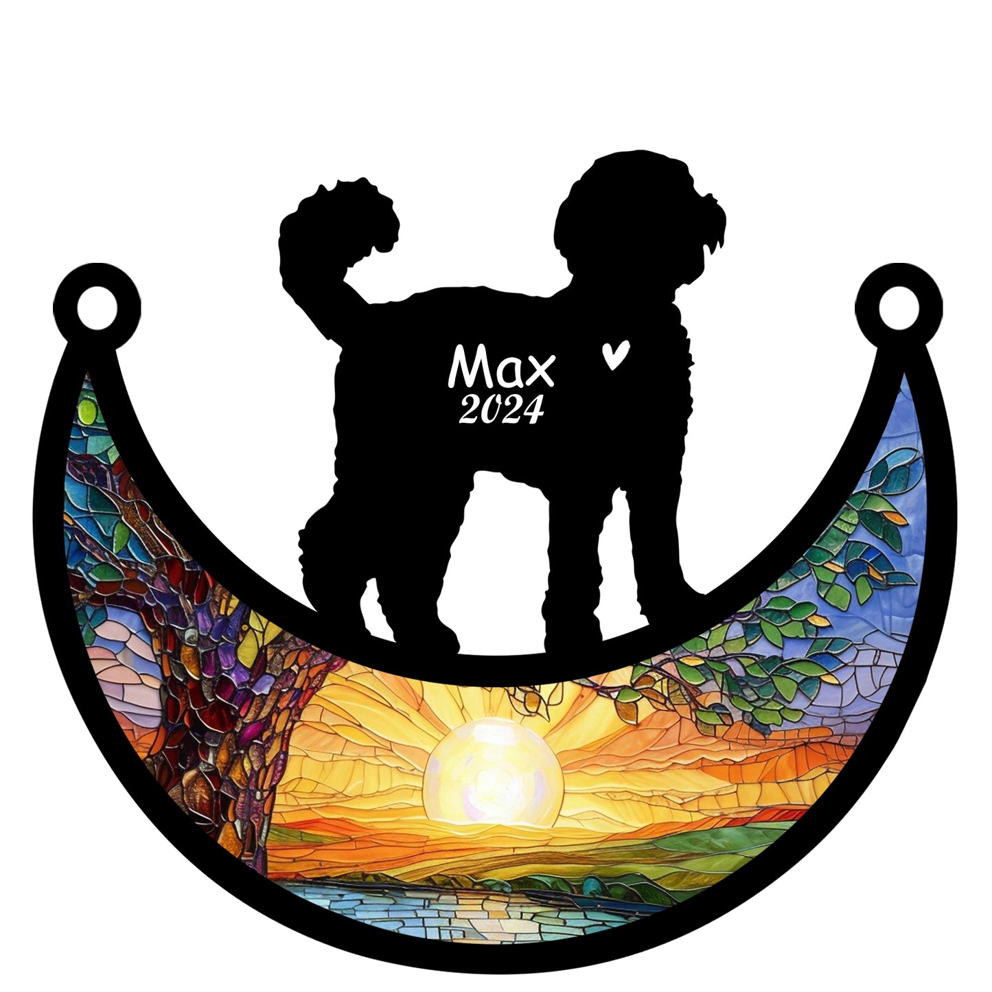 Netecom Personalized Labradoodle Memorial Suncatcher, Custom Labradoodle Ornament with Name Date, Dog Loss Sympathy Gift, Pet Loss Remembrance Gifts, Bereavement Gifts for Loss of Pet