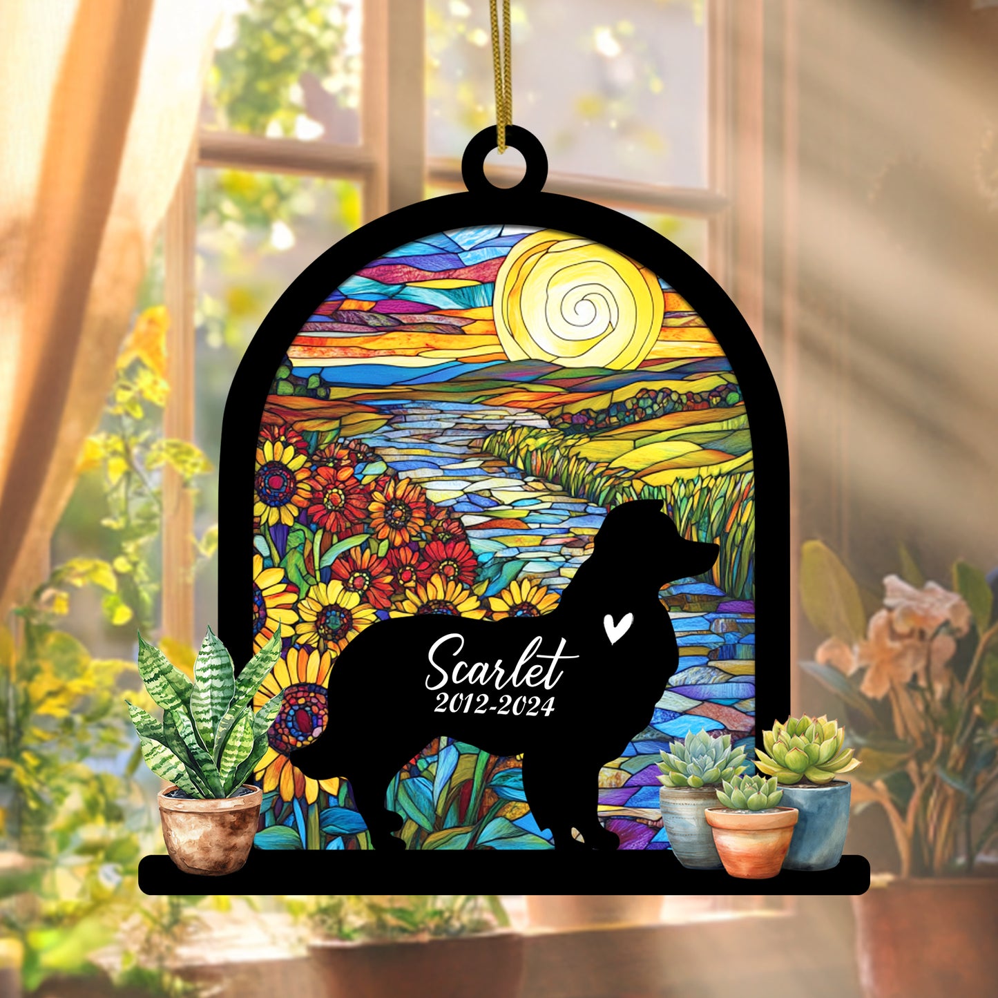 Netecom Personalized Border Collie Dog Memorial Suncatcher, Custom Border Collie Ornament with Name Date, Dog Loss Sympathy Gift, Pet Loss Remembrance Gifts, Bereavement Gifts for Loss of Pet
