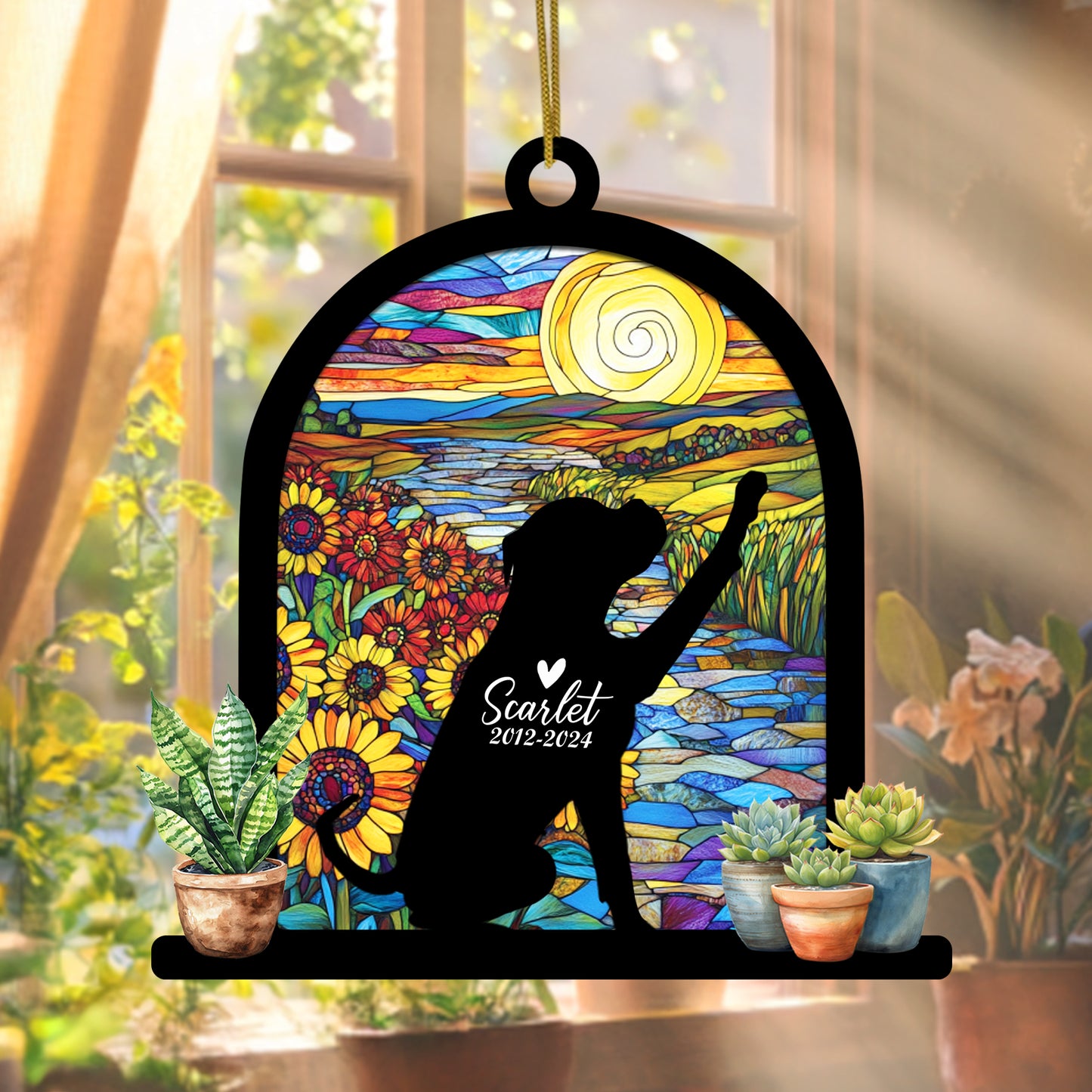 Netecom Personalized Boxer Memorial Suncatcher, Custom Boxer Ornament with Name Date, Dog Loss Sympathy Gift, Pet Loss Remembrance Gifts, Bereavement Gifts for Loss of Pet, Dog Passing Away Gifts